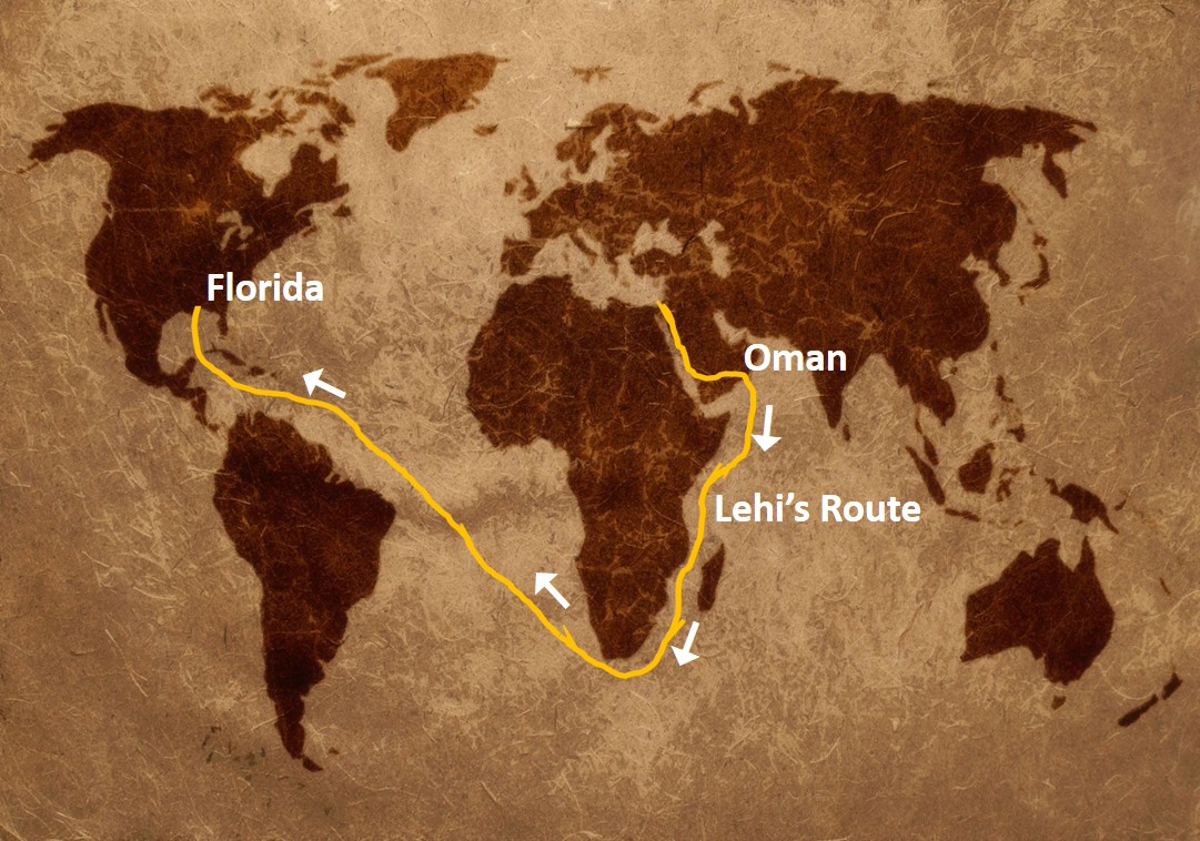 map of lehi's journey to the promised land
